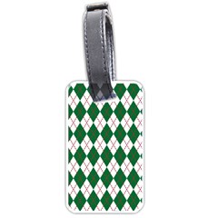 Plaid Triangle Line Wave Chevron Green Red White Beauty Argyle Luggage Tags (one Side) 