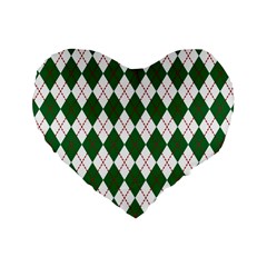 Plaid Triangle Line Wave Chevron Green Red White Beauty Argyle Standard 16  Premium Flano Heart Shape Cushions by Alisyart