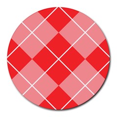 Plaid Triangle Line Wave Chevron Red White Beauty Argyle Round Mousepads by Alisyart