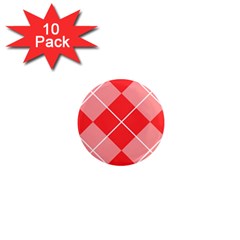 Plaid Triangle Line Wave Chevron Red White Beauty Argyle 1  Mini Magnet (10 Pack) 