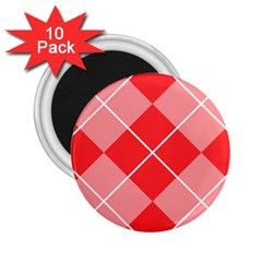 Plaid Triangle Line Wave Chevron Red White Beauty Argyle 2 25  Magnets (10 Pack)  by Alisyart