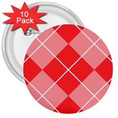 Plaid Triangle Line Wave Chevron Red White Beauty Argyle 3  Buttons (10 Pack) 