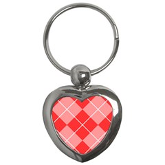 Plaid Triangle Line Wave Chevron Red White Beauty Argyle Key Chains (heart)  by Alisyart