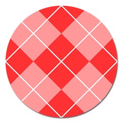 Plaid Triangle Line Wave Chevron Red White Beauty Argyle Magnet 5  (round) by Alisyart