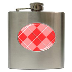 Plaid Triangle Line Wave Chevron Red White Beauty Argyle Hip Flask (6 Oz) by Alisyart