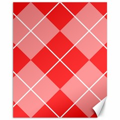 Plaid Triangle Line Wave Chevron Red White Beauty Argyle Canvas 11  X 14  