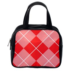 Plaid Triangle Line Wave Chevron Red White Beauty Argyle Classic Handbags (one Side)