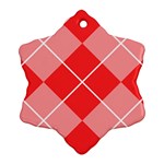 Plaid Triangle Line Wave Chevron Red White Beauty Argyle Snowflake Ornament (Two Sides) Front