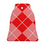 Plaid Triangle Line Wave Chevron Red White Beauty Argyle Bell Ornament (Two Sides) Front