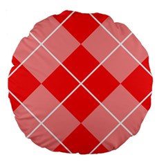 Plaid Triangle Line Wave Chevron Red White Beauty Argyle Large 18  Premium Round Cushions