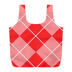 Plaid Triangle Line Wave Chevron Red White Beauty Argyle Full Print Recycle Bags (l) 