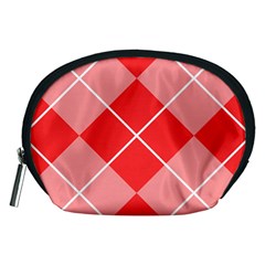 Plaid Triangle Line Wave Chevron Red White Beauty Argyle Accessory Pouches (medium)  by Alisyart