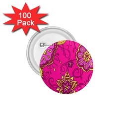 Pink Lemonade Flower Floral Rose Sunflower Leaf Star Pink 1 75  Buttons (100 Pack)  by Alisyart