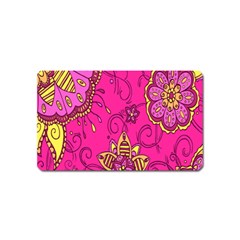 Pink Lemonade Flower Floral Rose Sunflower Leaf Star Pink Magnet (name Card) by Alisyart