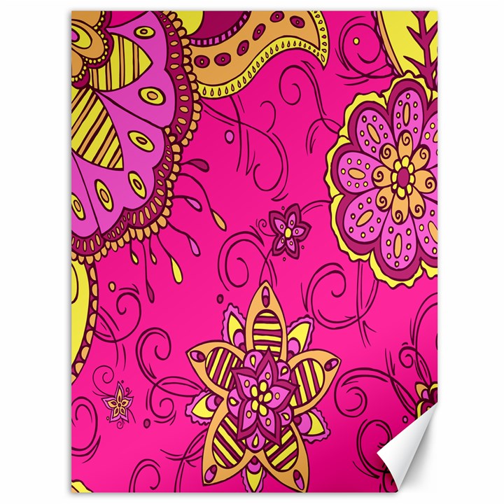 Pink Lemonade Flower Floral Rose Sunflower Leaf Star Pink Canvas 36  x 48  