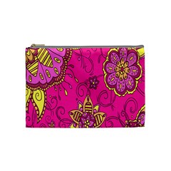 Pink Lemonade Flower Floral Rose Sunflower Leaf Star Pink Cosmetic Bag (medium) 