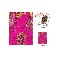 Pink Lemonade Flower Floral Rose Sunflower Leaf Star Pink Playing Cards (mini) 