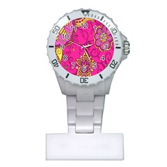 Pink Lemonade Flower Floral Rose Sunflower Leaf Star Pink Plastic Nurses Watch