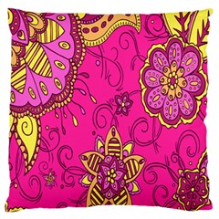 Pink Lemonade Flower Floral Rose Sunflower Leaf Star Pink Large Flano Cushion Case (two Sides) by Alisyart