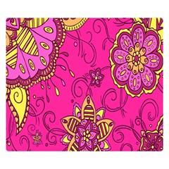 Pink Lemonade Flower Floral Rose Sunflower Leaf Star Pink Double Sided Flano Blanket (small)  by Alisyart