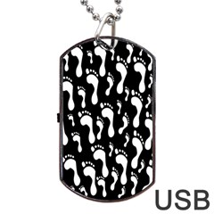 Population Soles Feet Foot Black White Dog Tag Usb Flash (one Side) by Alisyart