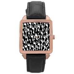 Population Soles Feet Foot Black White Rose Gold Leather Watch  by Alisyart