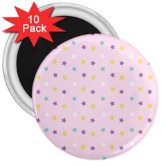 Star Rainbow Coror Purple Gold White Blue 3  Magnets (10 Pack) 