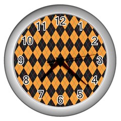 Plaid Triangle Line Wave Chevron Yellow Red Blue Orange Black Beauty Argyle Wall Clocks (silver)  by Alisyart