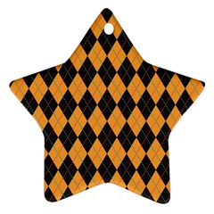 Plaid Triangle Line Wave Chevron Yellow Red Blue Orange Black Beauty Argyle Star Ornament (two Sides)