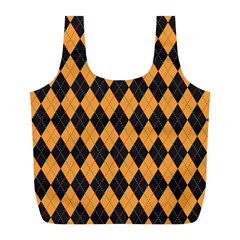 Plaid Triangle Line Wave Chevron Yellow Red Blue Orange Black Beauty Argyle Full Print Recycle Bags (l) 