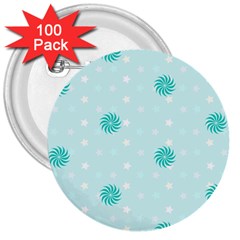 Star White Fan Blue 3  Buttons (100 Pack)  by Alisyart