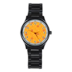 Star White Fan Orange Gold Stainless Steel Round Watch by Alisyart