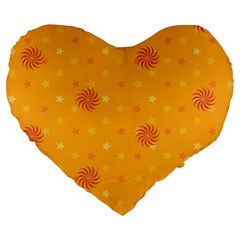 Star White Fan Orange Gold Large 19  Premium Flano Heart Shape Cushions by Alisyart