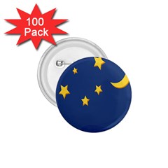 Starry Star Night Moon Blue Sky Light Yellow 1 75  Buttons (100 Pack)  by Alisyart