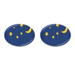 Starry Star Night Moon Blue Sky Light Yellow Cufflinks (oval) by Alisyart