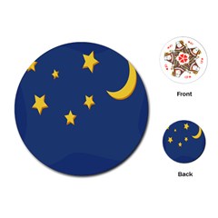 Starry Star Night Moon Blue Sky Light Yellow Playing Cards (round) 