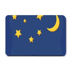Starry Star Night Moon Blue Sky Light Yellow Small Doormat  by Alisyart