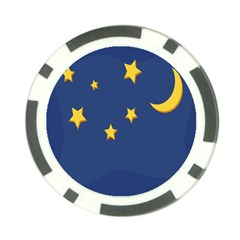 Starry Star Night Moon Blue Sky Light Yellow Poker Chip Card Guard (10 Pack)