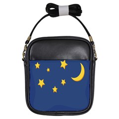 Starry Star Night Moon Blue Sky Light Yellow Girls Sling Bags by Alisyart