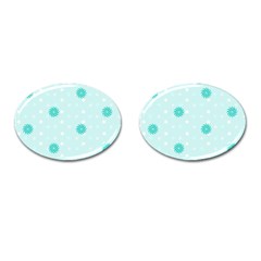 Star White Fan Blue Cufflinks (oval)