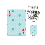 Star White Fan Blue Playing Cards 54 (Mini)  Front - Heart9