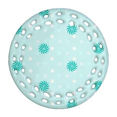 Star White Fan Blue Ornament (round Filigree)