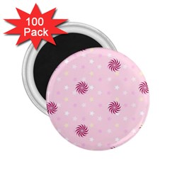 Star White Fan Pink 2 25  Magnets (100 Pack) 