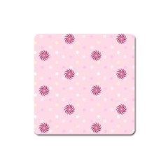 Star White Fan Pink Square Magnet