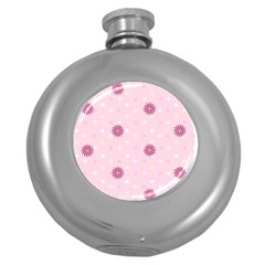 Star White Fan Pink Round Hip Flask (5 Oz) by Alisyart