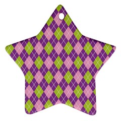 Plaid Triangle Line Wave Chevron Green Purple Grey Beauty Argyle Star Ornament (two Sides) by Alisyart