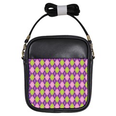 Plaid Triangle Line Wave Chevron Green Purple Grey Beauty Argyle Girls Sling Bags