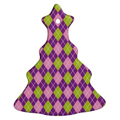 Plaid Triangle Line Wave Chevron Green Purple Grey Beauty Argyle Ornament (christmas Tree)  by Alisyart