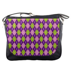 Plaid Triangle Line Wave Chevron Green Purple Grey Beauty Argyle Messenger Bags