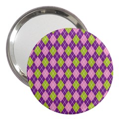 Plaid Triangle Line Wave Chevron Green Purple Grey Beauty Argyle 3  Handbag Mirrors